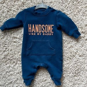 Carter’s blue one piece sweatsuit.